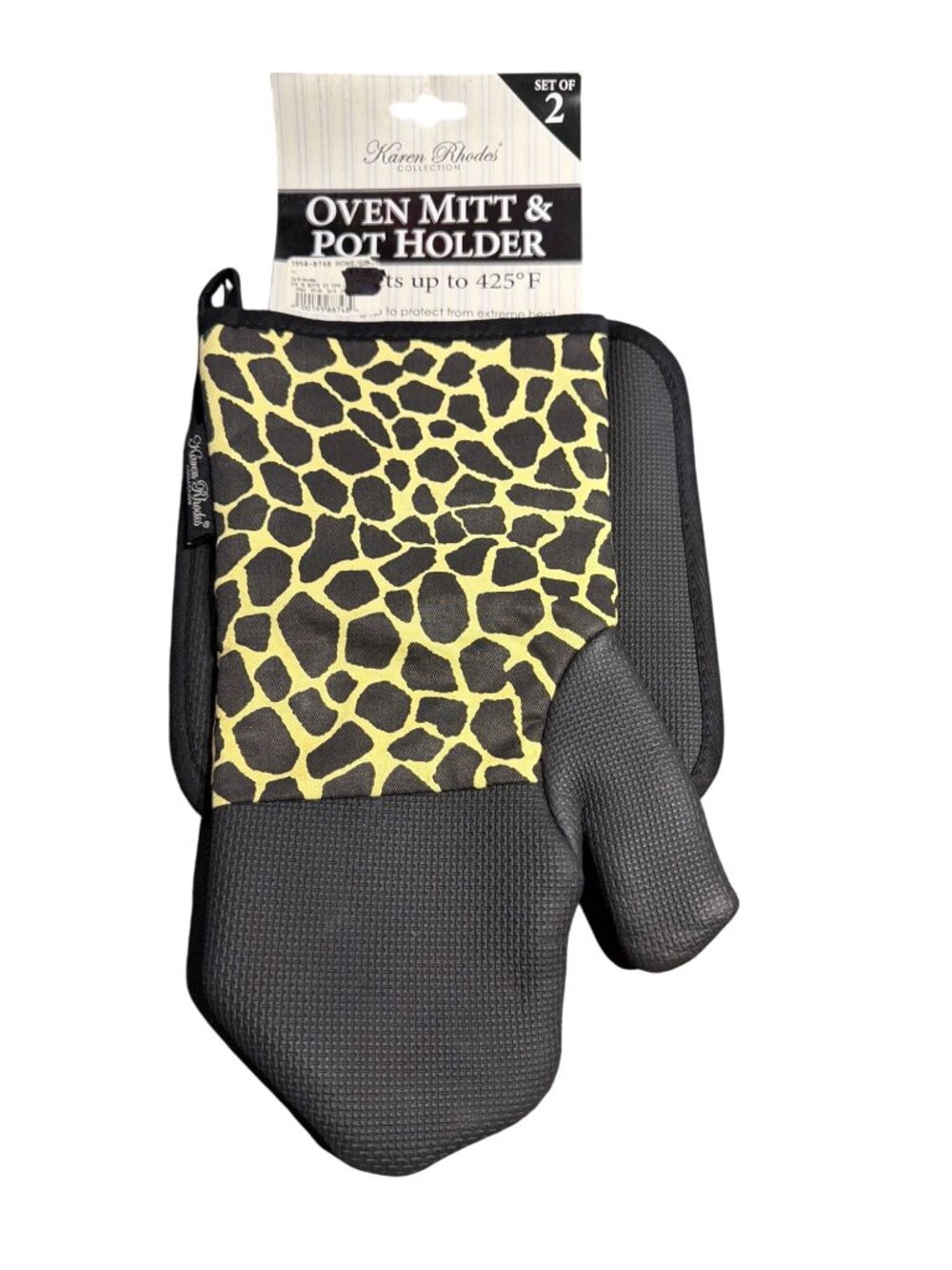 Karen Rhodes Collection Oven Mitt Pot Holder Set Giraffe Heat Resistant NEW